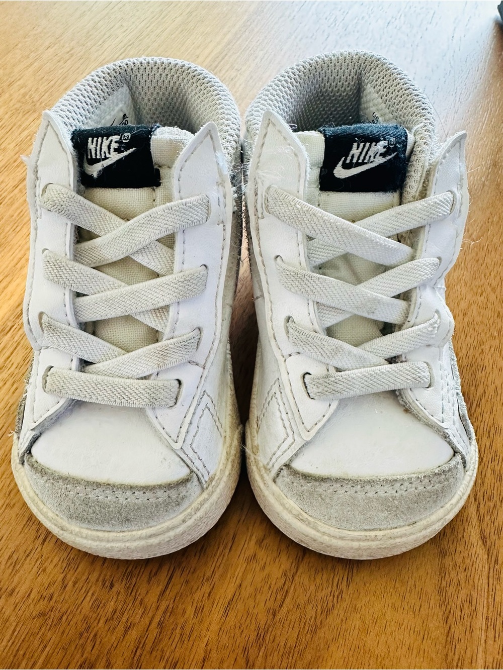 Nike Kids White and Gray High-Top Sneakers